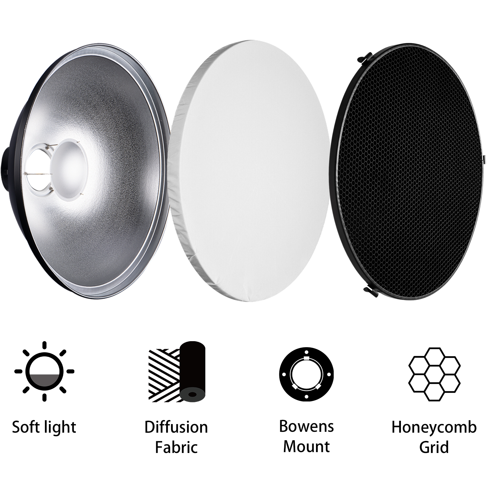 Selens Reflector Beauty Dish 3 - Beauty Dish 55Cm ulasan dan harga