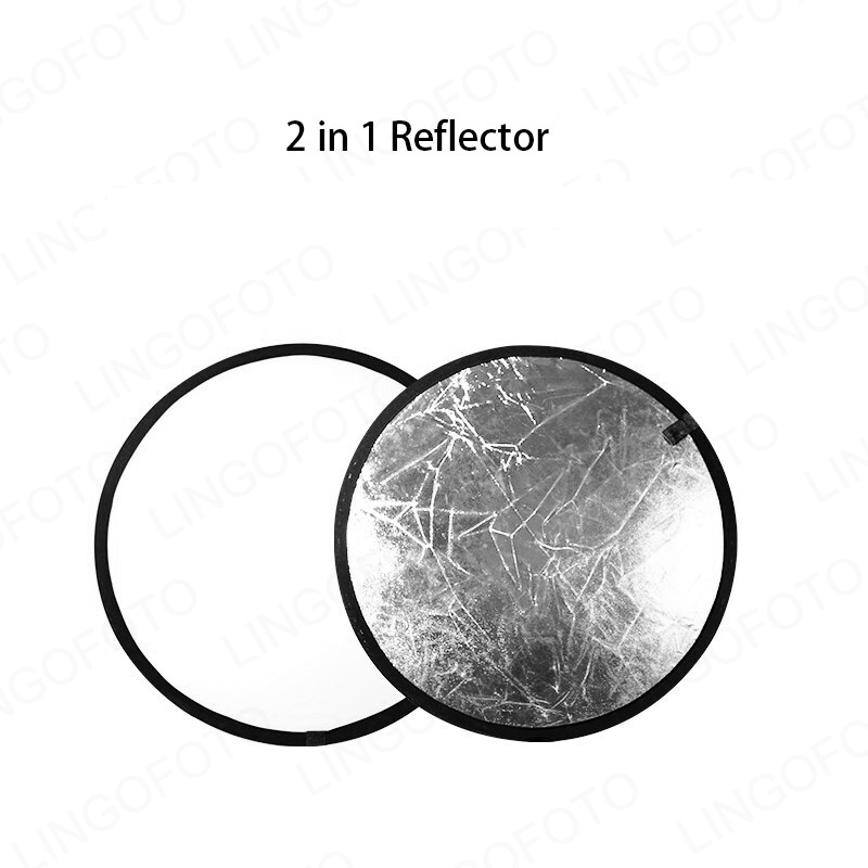 2-in-1 40cm Collapsible Round  - Reflector Disc Silver ulasan dan harga