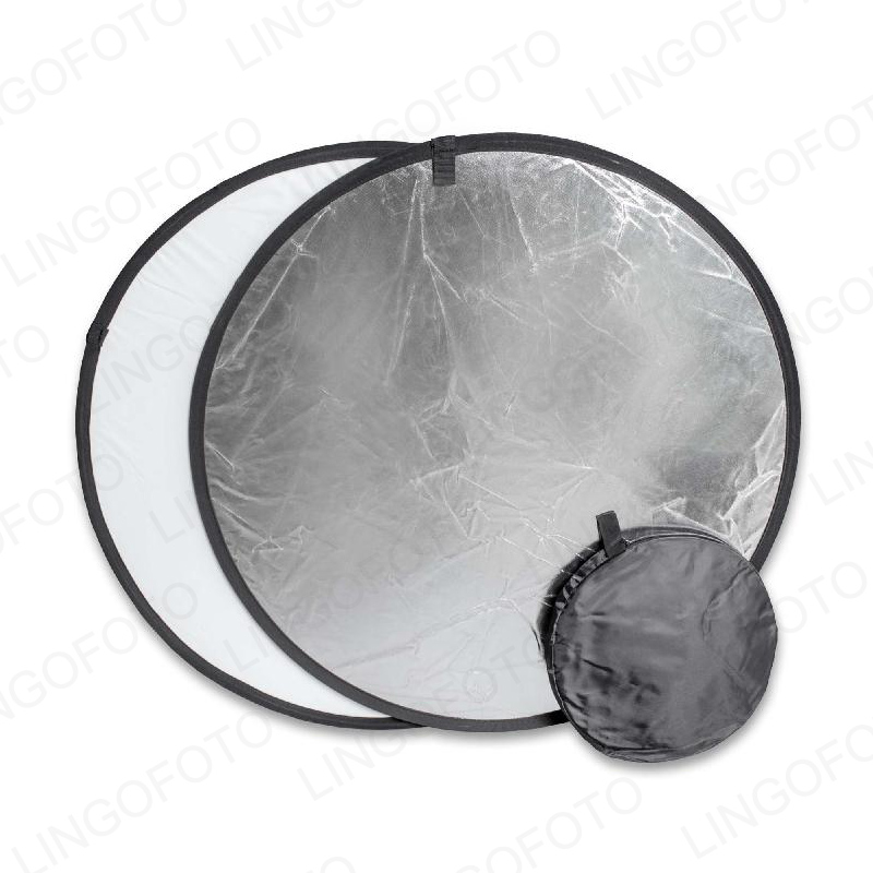 2-in-1 40cm Collapsible Round  - Reflector Disc Silver ulasan dan harga