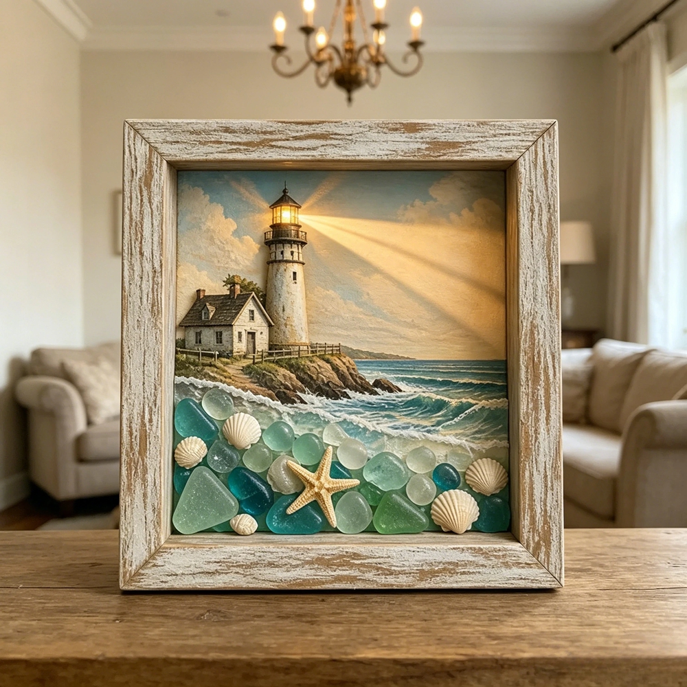 Sea Glass Art Painting with LE - Photography Lighting Diy ulasan dan harga