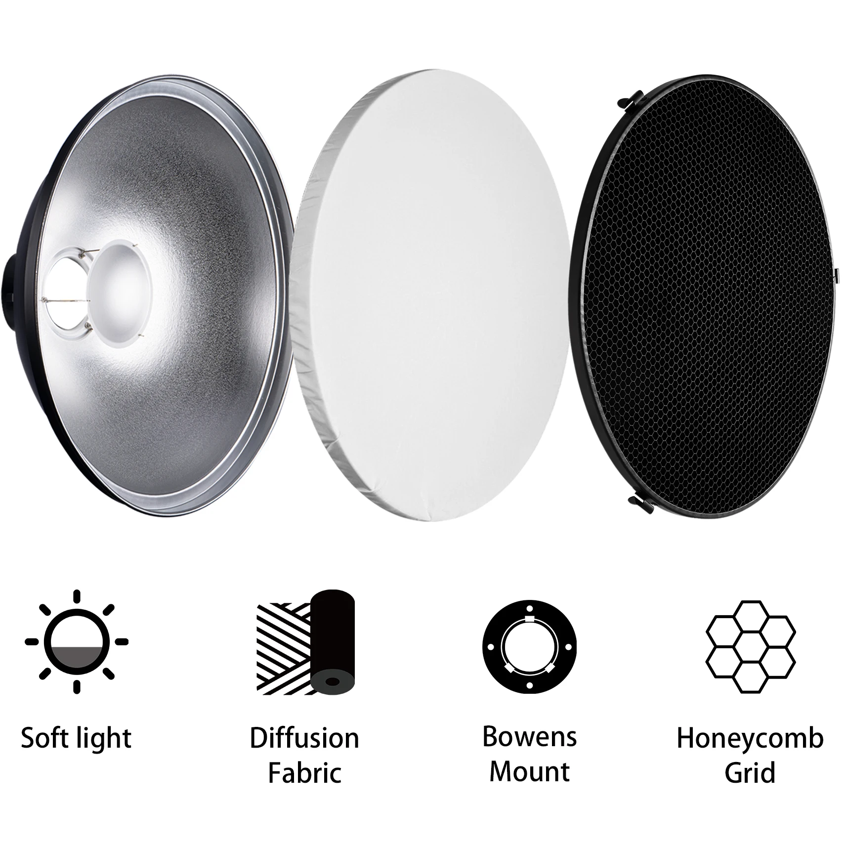 Selens 55cm Silver/White Inter - Beauty Dish 55Cm ulasan dan harga